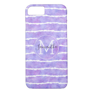 Case-Mate iPhone Case Chic Purple Aquarelle Bandes Monogramme