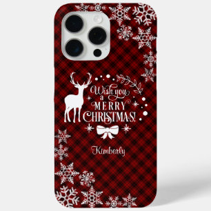 Coque Case-Mate iPhone Chic Red Buffalo MERRY CHRISTMAS Monogramme
