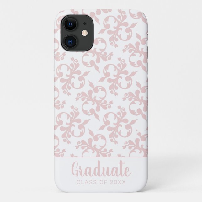 Coques Case-Mate iPhone Chic Rococo Blush Pink Ornament Diplômé (Dos)