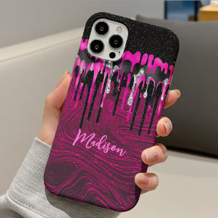 Case-Mate iPhone Case Chic rose chaud parties scintillant noire gouttes