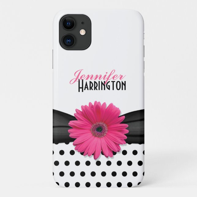 Coques Case-Mate iPhone Chic rose Gerbera Daisy Polka Dot (Dos)