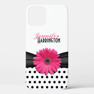 Coques Pour iPhone Chic rose Gerbera Daisy Polka Dot