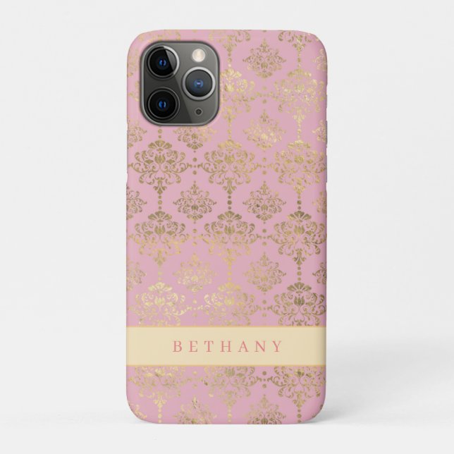 Coques Case-Mate iPhone Chic Rose Gold Damask (Dos)