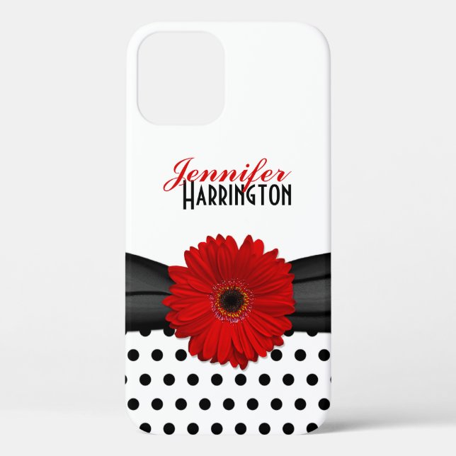 Coques Case-Mate iPhone Chic Rouge Gerbera Daisy Polka Dot (Verso)