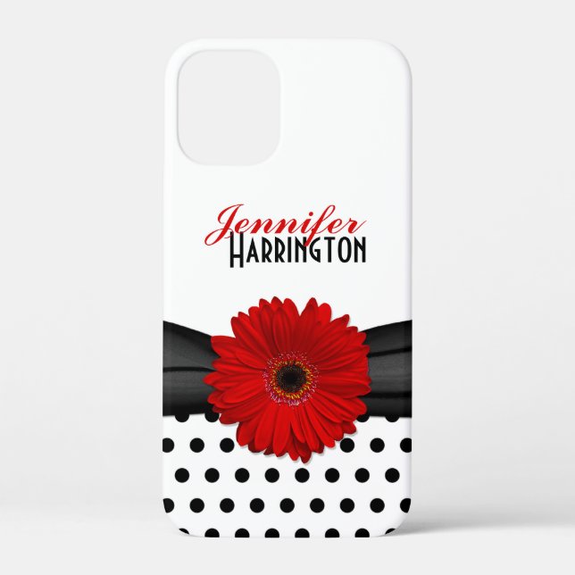 Coques Case-Mate iPhone Chic Rouge Gerbera Daisy Polka Dot (Verso)