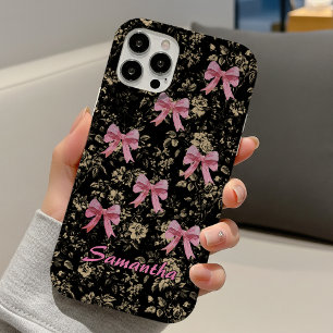 Coque Pour iPhone 16 Chic toile noir blanc noeuds papillon coquette mon