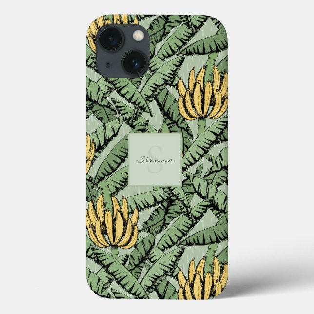 Coques Case-Mate iPhone Chic Tropical Vert Jaune Banane Motif feuille (Verso)