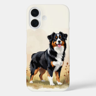 Coque Pour iPhone 16 Chien Australien Berger Noir Tricolore Aussie