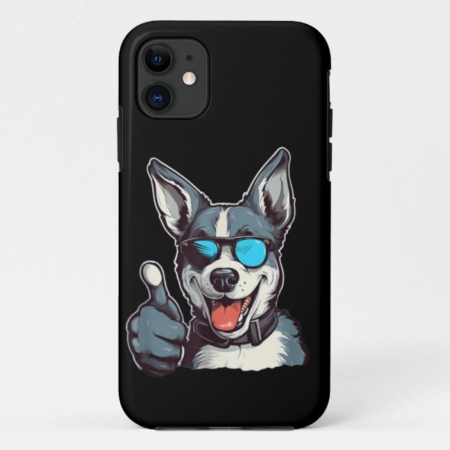 Coques Case-Mate iPhone Chien aux lunettes de soleil drôles avec pouce lev (Dos)