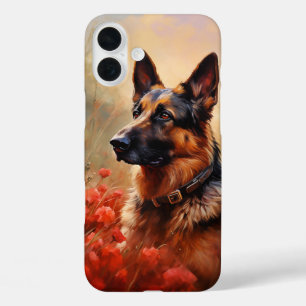Coque Pour iPhone 16 Plus Chien berger allemand en pavot