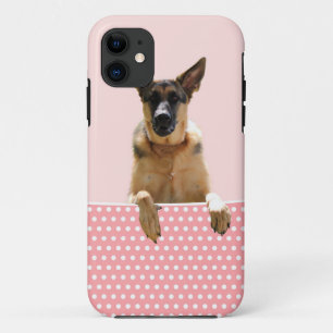Coques Pour iPhone Chien berger allemand Pois roses