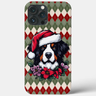 Case-Mate iPhone Case Chien bernois de fête avec chapeau de Santa et fle