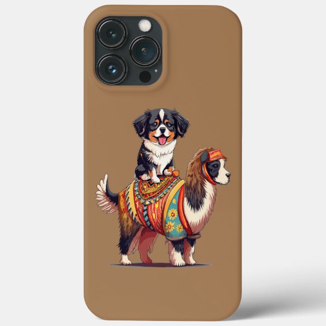 Coques Case-Mate iPhone Chien bernois mignon à cheval sur Llama (Verso)