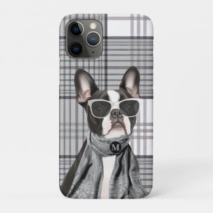 Case-Mate iPhone Case Chien Boston Terrier élégant et monogramme à carre