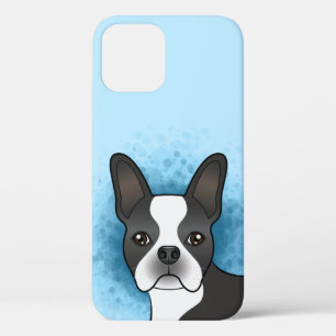 Case-Mate iPhone Case Chien Caricature De Boston Noir Et Blanc Sur Bleu