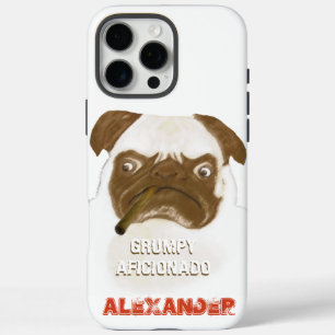 Coque iPhone 16 Pro Max Chien Carlin AFICIONADO Grincheux Personnalisé Cig