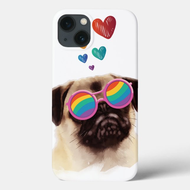 Coques Case-Mate iPhone Chien Carlin avec coeurs Saint-Valentin (Verso)