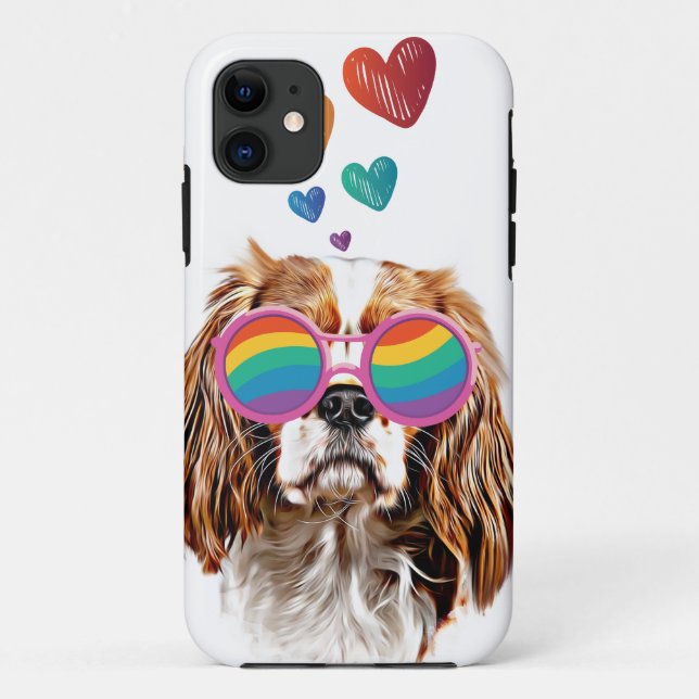 Coques Case-Mate iPhone Chien Cavalier King avec coeurs Saint-Valentin (Dos)