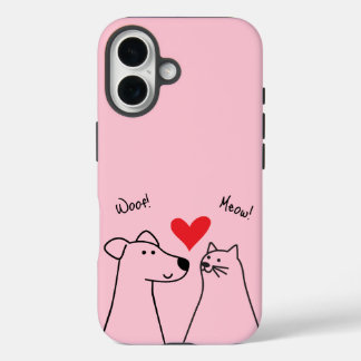 Coque Pour iPhone 16 Chien, chat, amour