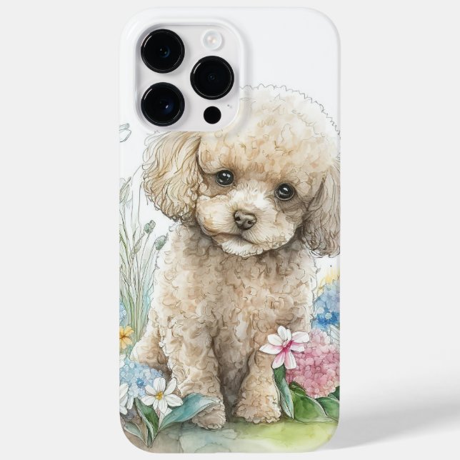 COQUES Case-Mate iPhone CHIEN CHIEN CANICHE BLANC À L'AQUARELLE ADORABLE (Verso)