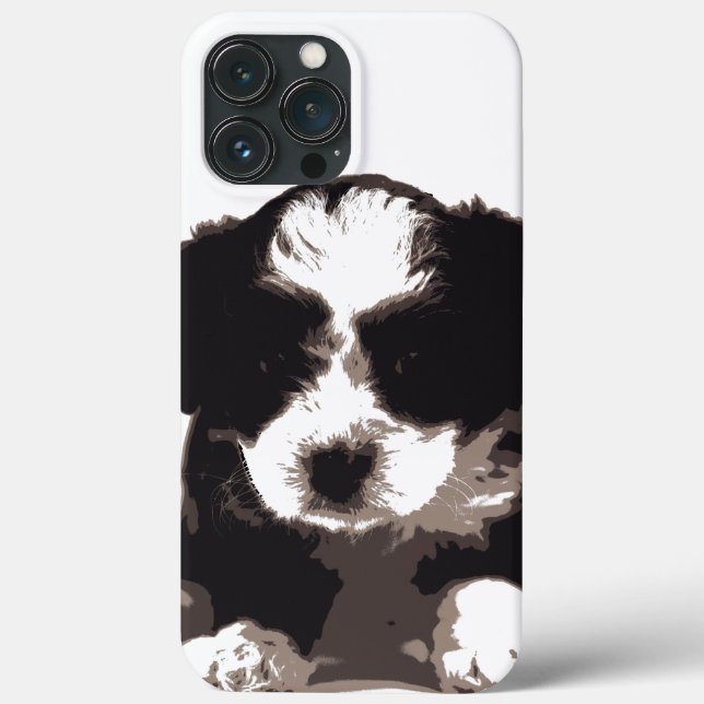 Coques Case-Mate iPhone Chien chiot maltais noir et blanc (Verso)