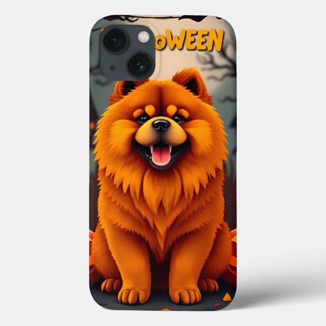 Coques Case-Mate iPhone Chien Chow Chow Charmant Célébrant Halloween (Verso)