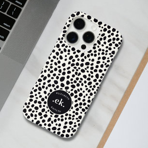 Coque iPhone 16 Pro Chien dalmate Abstrait Motif Monogramme
