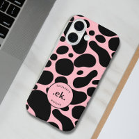 Chien dalmate Abstrait Motif rose pâle Monogramme