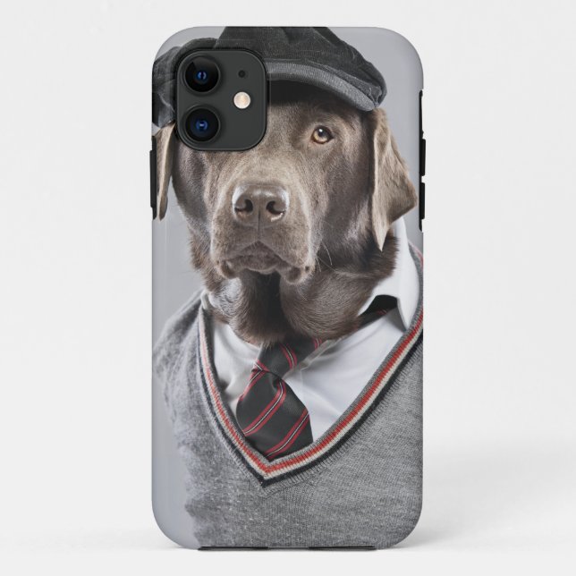 Coques Case-Mate iPhone Chien dans le chandail et le casquette (Dos)