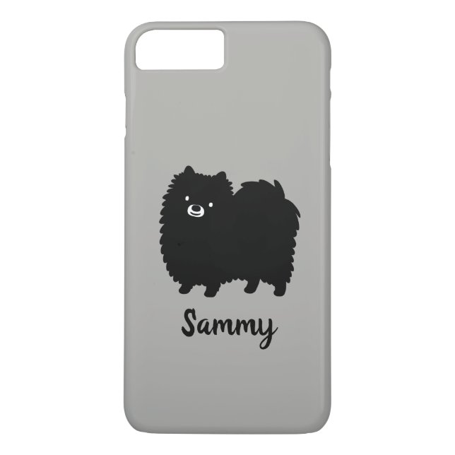 Coques Case-Mate iPhone Chien de caricature de Poméranie Noire personnalis (Dos)