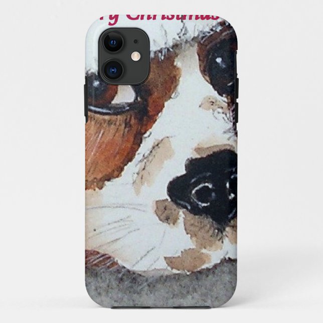 Coques Case-Mate iPhone Chien de chiot de Noël (Dos)