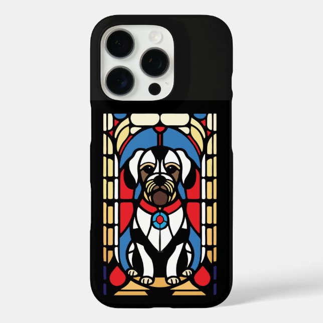 Coques Case-Mate iPhone chien de chiot en vitrail (Verso)