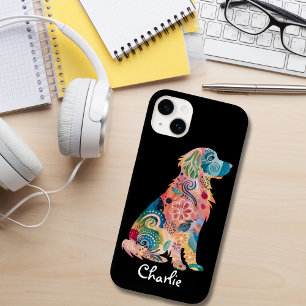 Coque Case-Mate iPhone Chien de compagnie Retriever doré Fleurs abstraite