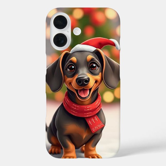 Coques Case-Mate iPhone Chien de Dachshund père Noël (Verso)