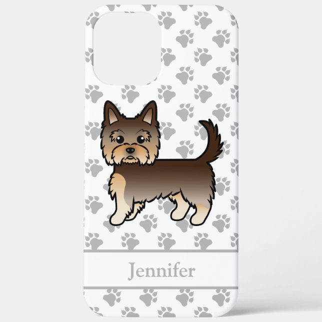 Coques Case-Mate iPhone Chien de dessin animé Yorkshire Terrier au chocola (Verso)
