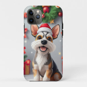 Case-Mate iPhone Case Chien de fête avec chapeau de Père Noël et cadeaux