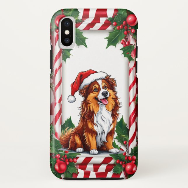 Coques Case-Mate iPhone Chien de Noël mignon (Dos)