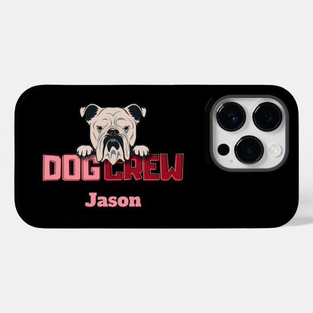 Coques Case-Mate iPhone Chien d'équipage Bulldog personnalisé (Verso (horizontal))