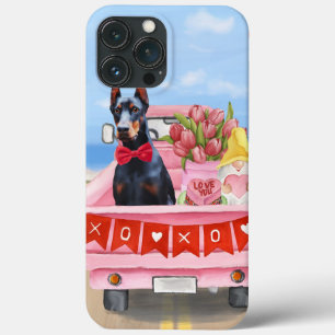 Case-Mate iPhone Case Chien Doberman Camion de la Saint-Valentin Cœurs