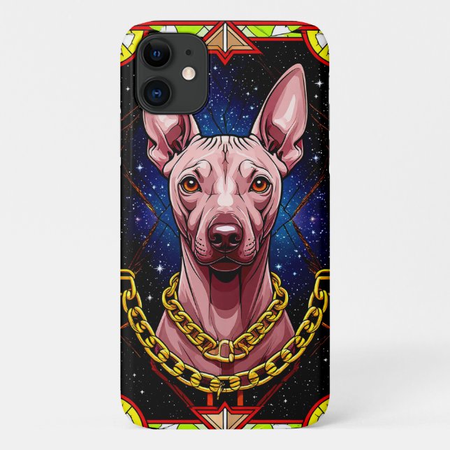 Coques Case-Mate iPhone Chien en vitrail avec un fond étoilé (Dos)