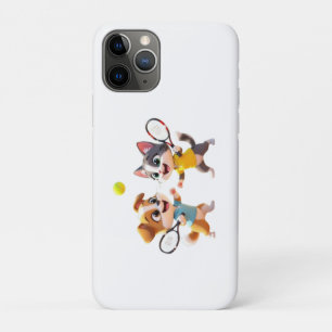 Case-Mate iPhone Case Chien et chat de dessin animé mignons jouant au pa