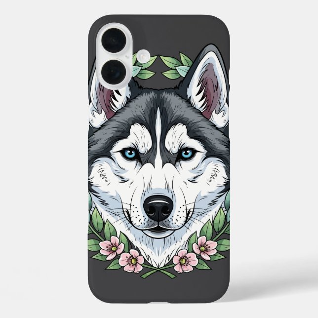 Coques Case-Mate iPhone Chien Husky Sibérien Et Fleurs De Kalmia à Feuille (Verso)