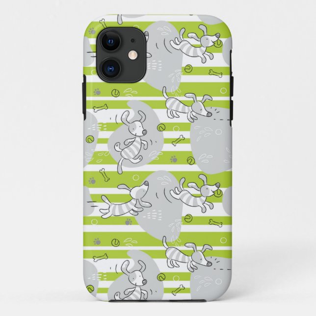 Coques Case-Mate iPhone chien jouant l'arrière - plan de motif (Dos)
