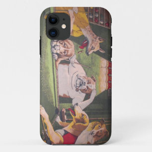 Coque iPhone 11 chien jouer au billard
