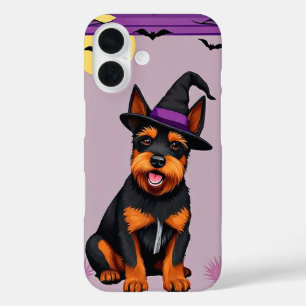 Coque Pour iPhone 16 Chien joueur portant un chapeau de sorcière