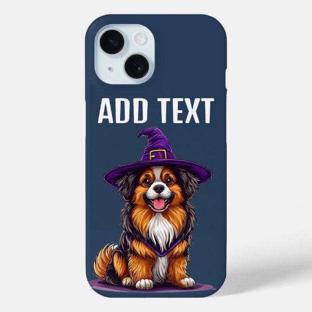 Coques Case-Mate iPhone Chien joyeux portant un chapeau de sorcière (Verso)