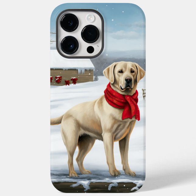 Coques Case-Mate iPhone Chien Labrador Retriever dans la neige de Noël (Verso)