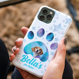 Case-Mate iPhone Case Chien Maman Photo Custom Blue Parties scintillant