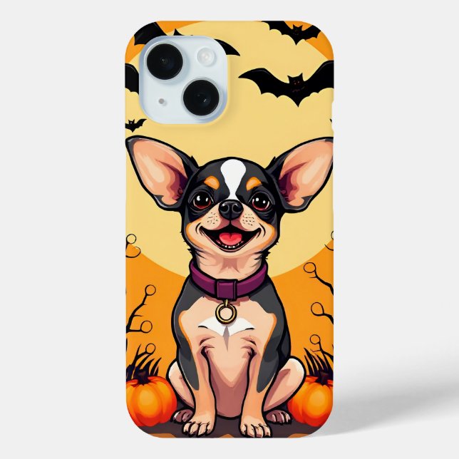 Coques Case-Mate iPhone Chien mignon avec décorations d'Halloween (Verso)