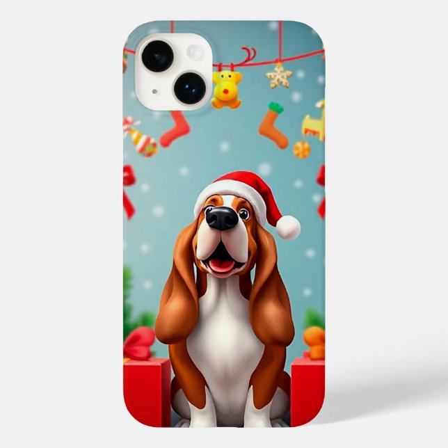 Coques Case-Mate iPhone Chien mignon père Noël (Verso)